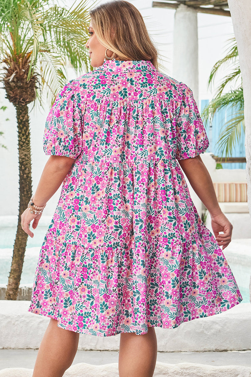 chinese dress ladies Plus Size Floral Square Neck A-Line Dress – Island Soul Clothing & Gifts main image 1