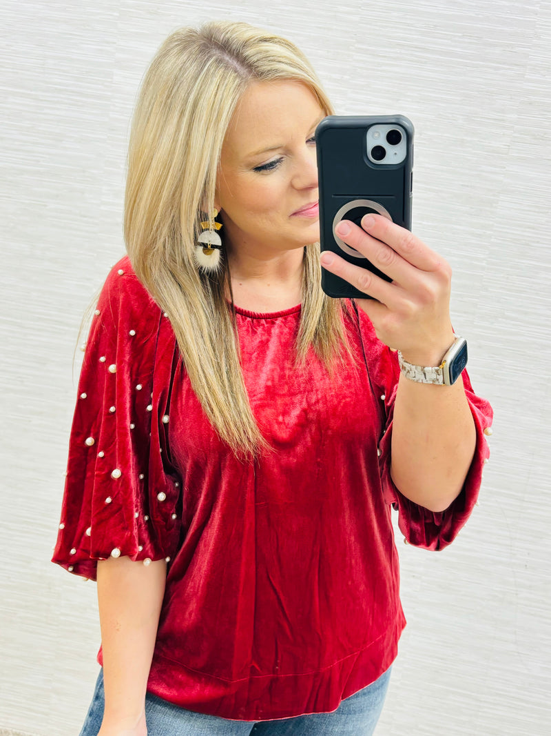 Berry Pearl Sleeve Blouse