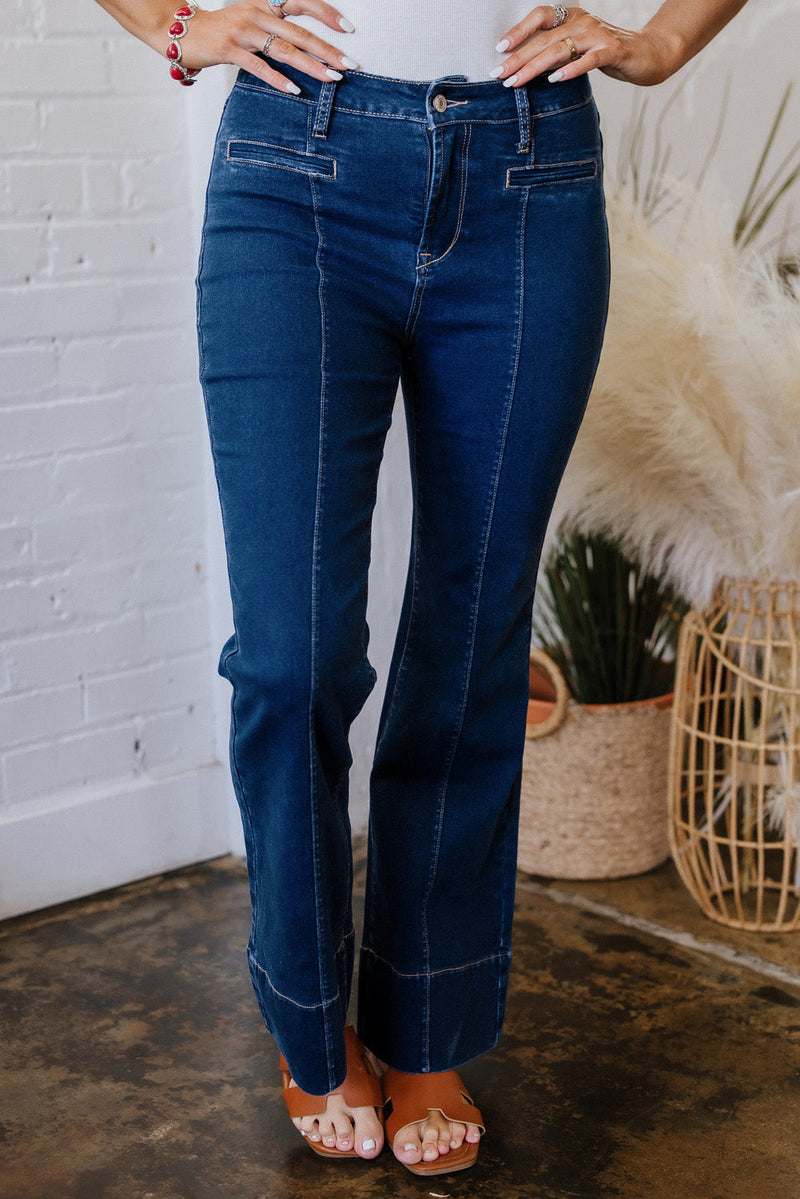 Ayleen Center Seam Deep Wash Straight Jeans