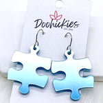 1.5" Autism Awareness Puzzle Piece Acrylics -Earrings: Frosted Blue