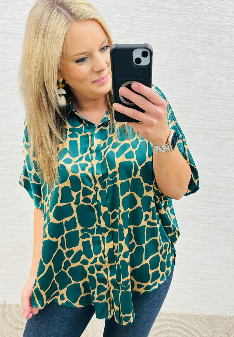 Green Taupe Mix Pattern Blouse