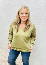 Sage Waffle Knit Blouse