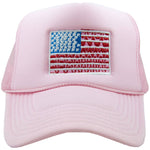 American Flag Cute Foam Trucker Hat: White