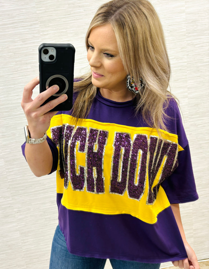 Purple/Gold End Zone Top