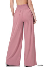 Smocked Waist Wide Leg Pants