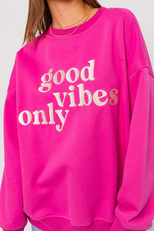 Letter Embroidery Oversized Sweatshirt