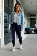 Navy Full Length Leggings with Pockets