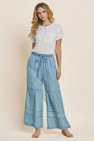 Chambray Wide Leg Pants