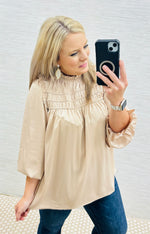 Chesnut Frilled Satin Blouse