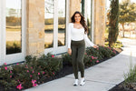 Olive Green Full Length Leggings with Pocket