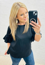 Black Rebecca Ruffle Blouse