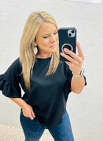 Black Rebecca Ruffle Blouse