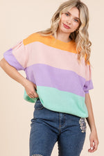 Color Block Knit Sweater Top