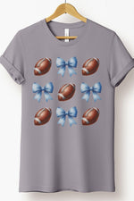 Game Day Blue Football Bows Graphic Tee