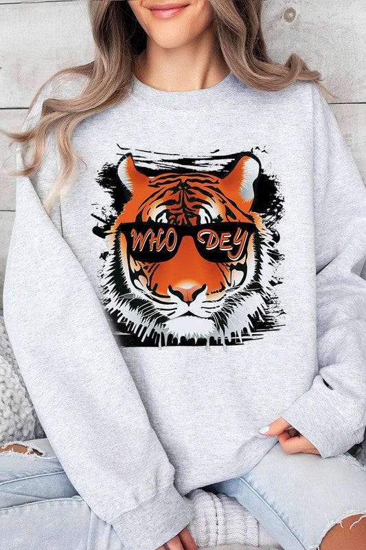 Who Dey Tiger Graphic Fleece Sweatshirts