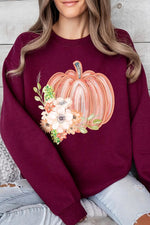 Flowers Fall Pumpkin Graphic Fleece Sweatshirts