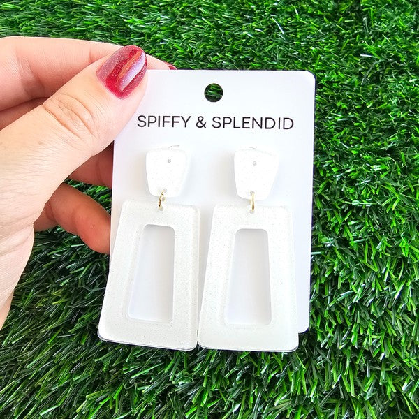 Avery Earrings - White Glitter