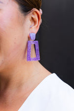 Avery Earrings - Purple Glitter