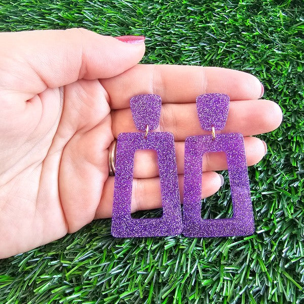 Avery Earrings - Purple Glitter