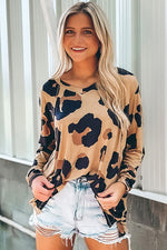 Women Leopard Print Long Sleeve Loose Top