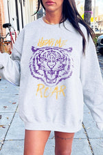 Hear Me Roar Tiger Graphic Fleece Sweatshirts