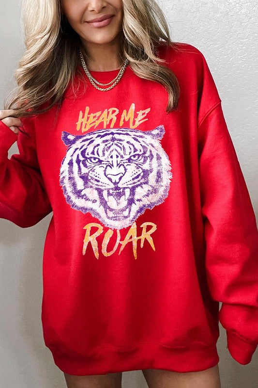 Hear Me Roar Tiger Graphic Fleece Sweatshirts