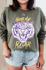 Hear Me Roar Tiger Graphic Fleece Sweatshirts