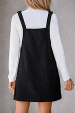 Corduroy Front Pockets Overall Dress