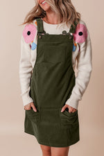 Corduroy Front Pockets Overall Dress