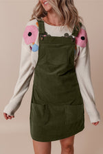 Corduroy Front Pockets Overall Dress