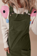 Corduroy Front Pockets Overall Dress