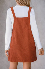 Corduroy Front Pockets Overall Dress