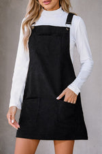 Corduroy Front Pockets Overall Dress