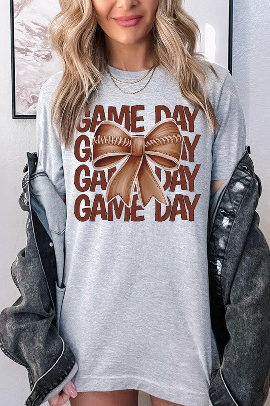 Game Day Football Bow Graphic Tee