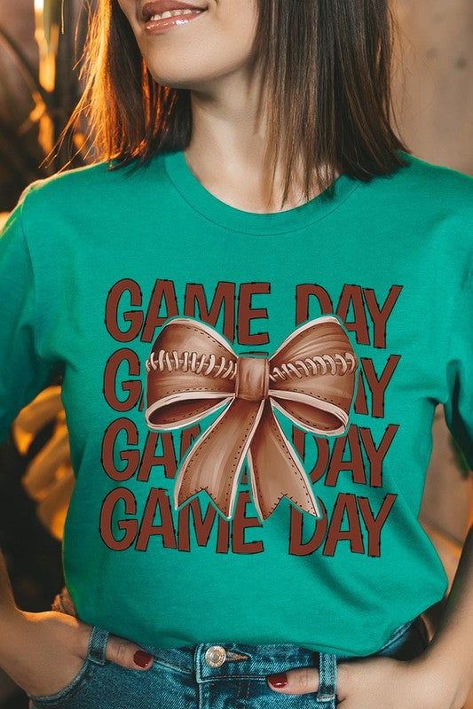 Game Day Football Bow Graphic Tee