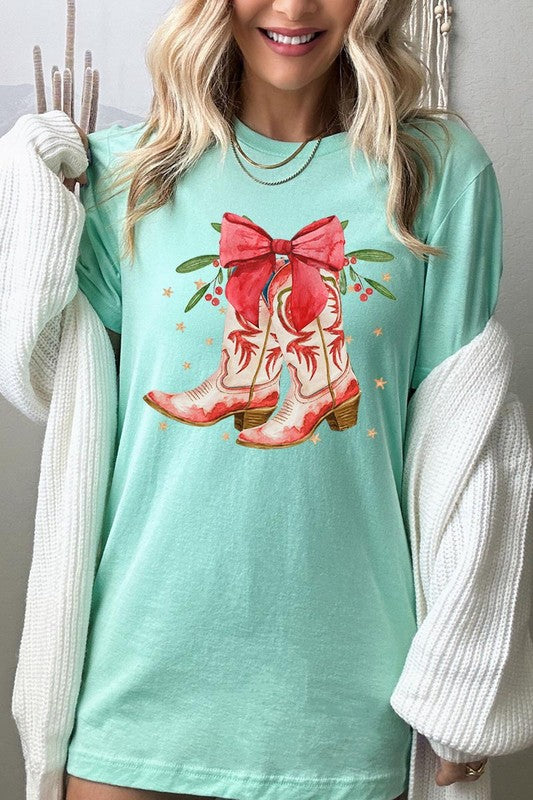 Christmas Cowgirl Boots Graphic Tee