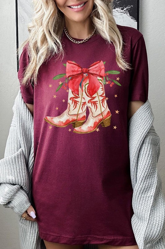 Christmas Cowgirl Boots Graphic Tee