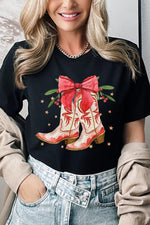 Christmas Cowgirl Boots Graphic Tee