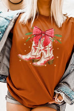 Christmas Cowgirl Boots Graphic Tee