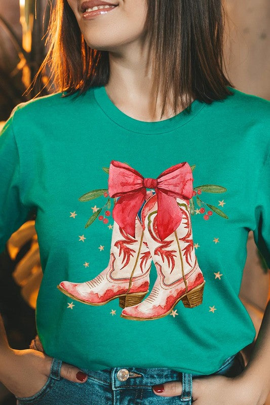 Christmas Cowgirl Boots Graphic Tee