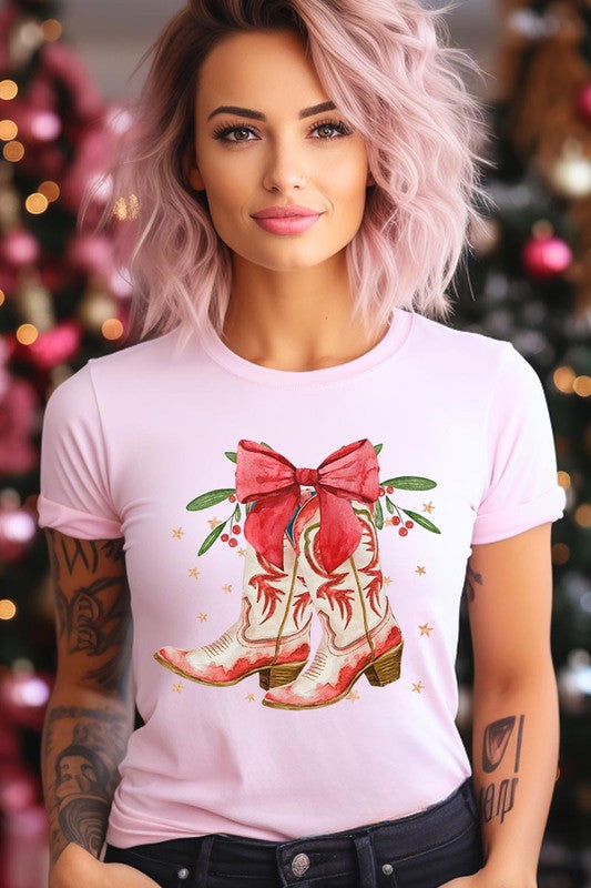 Christmas Cowgirl Boots Graphic Tee