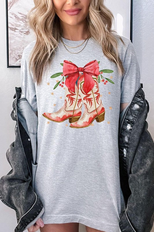 Christmas Cowgirl Boots Graphic Tee