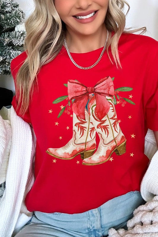 Christmas Cowgirl Boots Graphic Tee