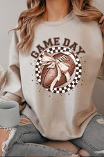 Game Day Football Bow Graphic Fleece Sweatshirts