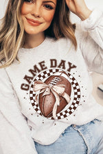 Game Day Football Bow Graphic Fleece Sweatshirts