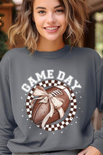 Game Day Football Bow Graphic Fleece Sweatshirts