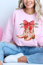 Christmas Cowgirl Boots Graphic Fleece Sweatshirts