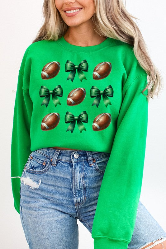 Gameday Football Bows Green Stack Sweatshirt