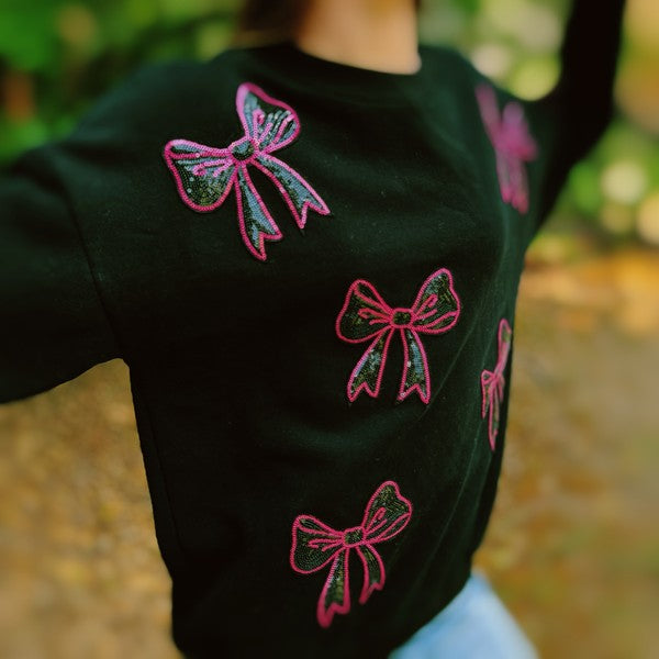 Sparkly Bow Patch Sweatshirt