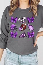 Purple Coquette Football Graphic Sweatshirts